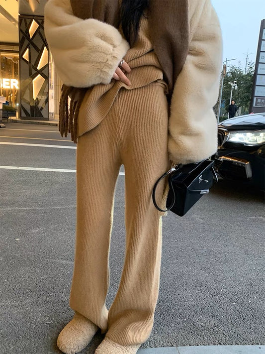 冬日暖暖针织裤Knit Wide Leg Trouser