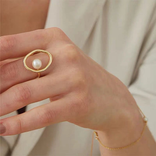 Gold Plated Ring with Pearl