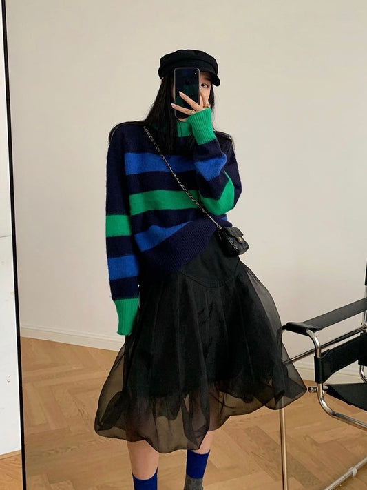 30%OFF_暗黑薄纱蓬蓬裙Black Mehs Mid Skirt