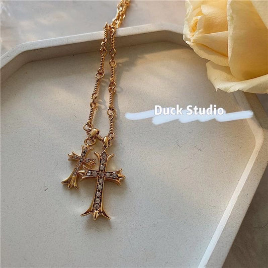 Gold Plated Link Chain Cross Necklace