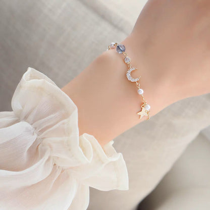 珍珠月亮手链Diamond and Pearl Bracelet