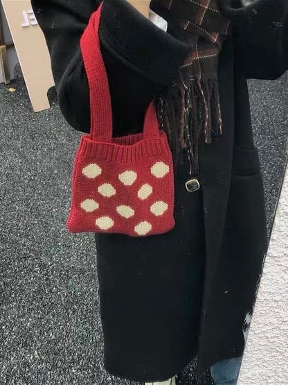 红色爱心针织mini托特Red Tote Bag