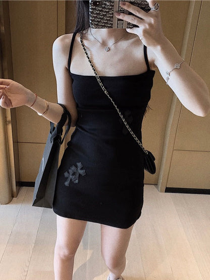 20%OFF_十字架吊带短裙Suspender Textured Dress