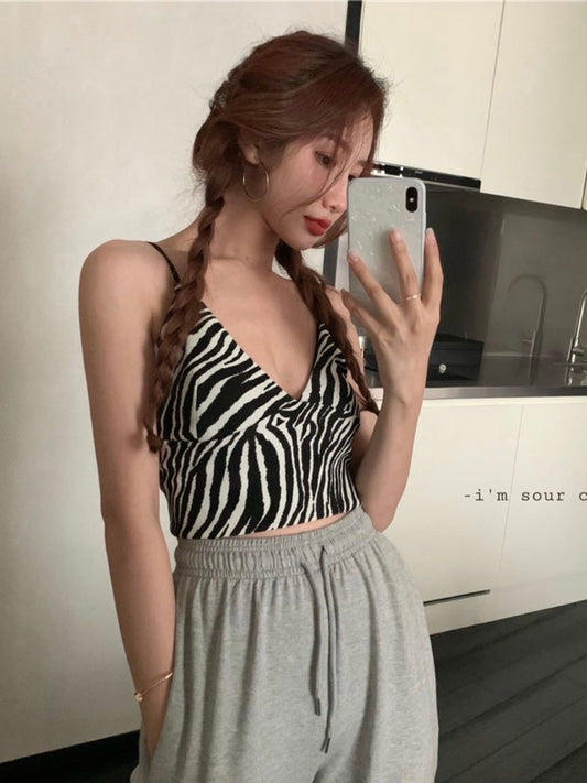 斑马纹辣妹吊带Zebra Stripe Top