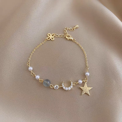 珍珠月亮手链Diamond and Pearl Bracelet