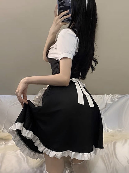 糖心女仆装Contrast Button Maid Costume Set